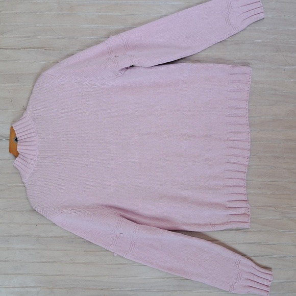Croft & Barrow Soft Powder Pink Floral Knit Sweater Pullover Mock Neck - Picture 9 of 11